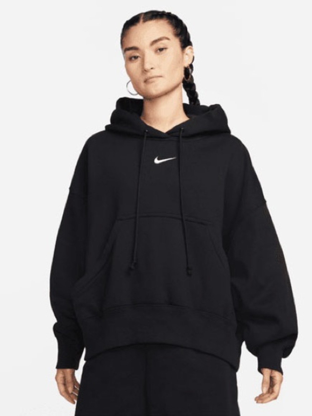 Nike Women's Sportswear Phoenix Fleece Over-Oversized Pullover Hoodie in Black